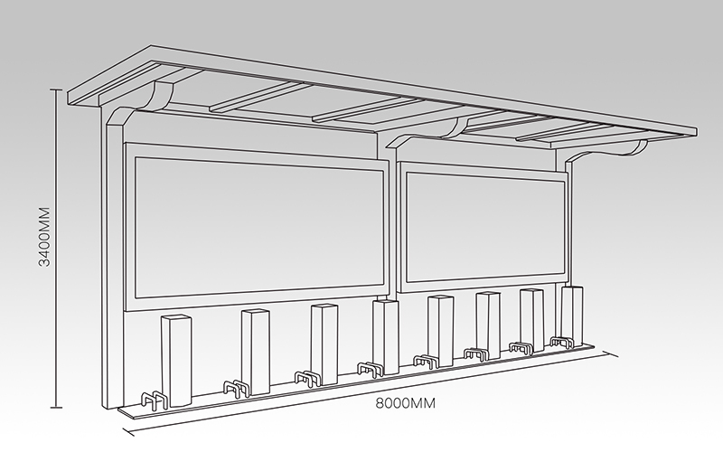 公共自行车棚AH-1176(图3)